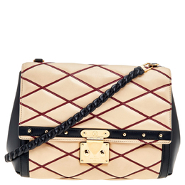 Louis Vuitton Beige/Black Leather Malletage Pochette Flap Bag 567908