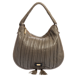 Emporio Armani Grey Leather Leather Zip Around Hobo 566012