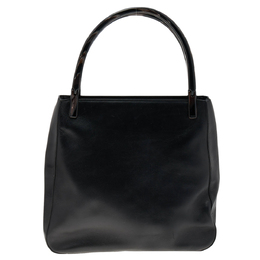 Prada Black Leather Acrylic Handle Tote 565531