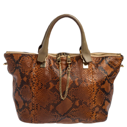 Chloe Brown Python and Leather Baylee Tote 565054