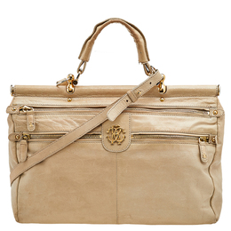 Roberto Cavalli Beige Leather Multiple Pocket Top Handle Bag 563241
