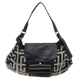 Givenchy Black/Grey Signature Canvas and Leather Shoulder Bag 556337