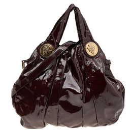 Gucci Burgundy Patent Leather Large Hysteria Tote 556432