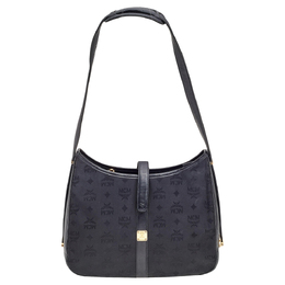 MCM Black Visetos Nylon and Leather Hobo 556395