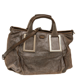 Chloe Beige Shimmering Suede Medium Ethel Satchel 554937