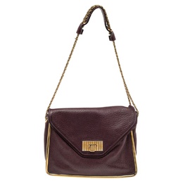 Chloe Purple Pebbled Leather Medium Sally Flap Shoulder Bag 550526