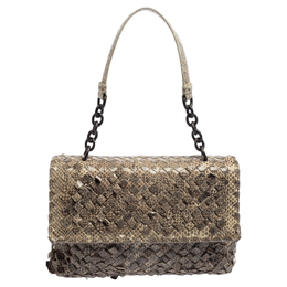 Bottega Veneta Beige Snakeskin Olimpia Shoulder Bag 537316