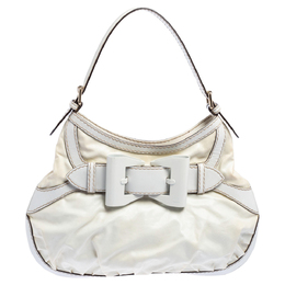 Gucci White Coated Canvas and Leather Medium Queen Hobo 534162