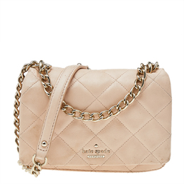 Kate Spade Beige Quilted Leather Mini Emerson Place Vivenna Shoulder Bag 527436