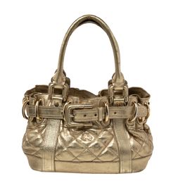 Burberry Metallic Gold Quilted Patent Leather Beaton Tote 531551