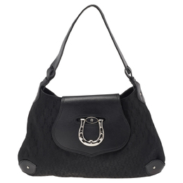 Aigner Black Signature Canvas and Leather Hobo 519388