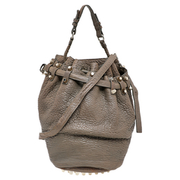 Alexander Wang Grey Textured Leather Diego Bucket Bag 519263