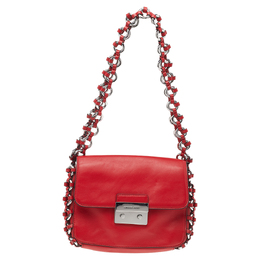 Michael Kors Red Leather Piper Flap Shoulder Bag 517029