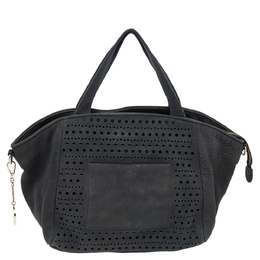 DKNY Black Leather Zip Tote 503275