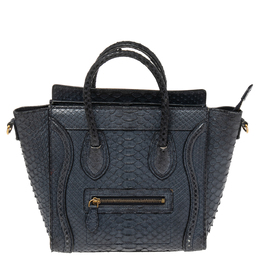 Celine Céline Navy Blue Python Nano Luggage Tote 507947