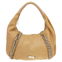 Michael Kors Beige Leather ID Chain Hobo 504751