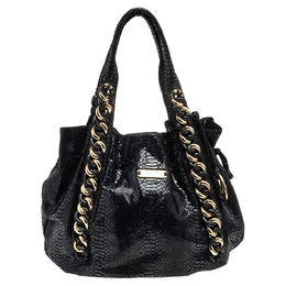 Michael Kors Black Python Embossed Leather Tote 500865