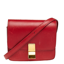 Celine Red Leather Small Classic Box Flap Bag 505717