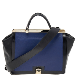 Furla Black/Blue Leather Cortina Top Handle Bag 500727