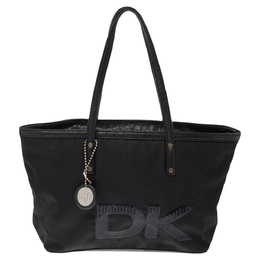 DKNY Black Nylon and Leather Sequin Logo Tote 489961