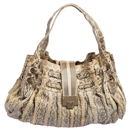 Jimmy Choo Grey/White Water Snake Ramona Shoulder Bag 488047