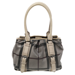 Burberry Beige Smoke Check PVC and Leather Northfield Tote 480339