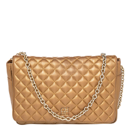 Carolina Herrera Metallic Gold Quilted Leather Chain Flap Shoulder Bag 476245