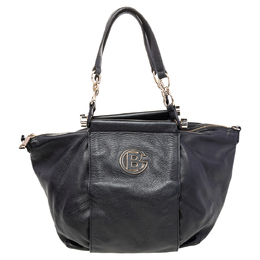 Baldinini Black Leather Top Zip Tote 470923