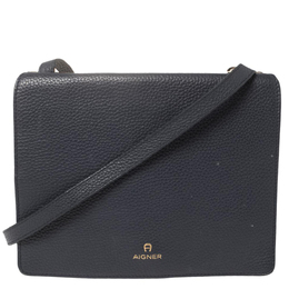 Aigner Navy Blue Leather Flap Crossbody Bag 459869