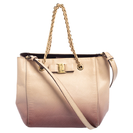 Salvatore Ferragamo Ombre Pink Leather Vany Tote 459892