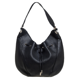 Salvatore Ferragamo Black Leather Drawstring Hobo 446410