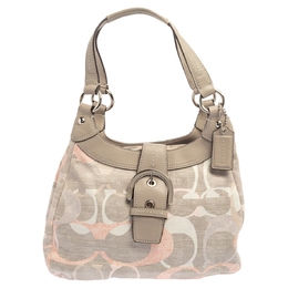 Coach Tri Color Signature Fabric and Leather Hobo 457910