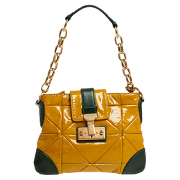 Marc Jacobs Mustard Yellow/Green Patent Leather And Leather Shoulder Bag 446395