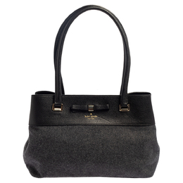Kate Spade Grey/Black Wool and Leather Henderson Street Tote 433689