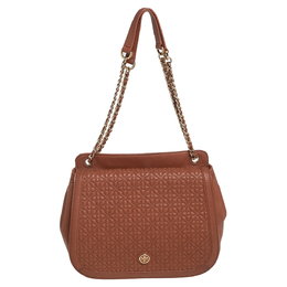Tory Burch Brown Leather Flap Shoulder Bag 433624