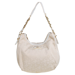 DKNY Cream Signature Canvas Hobo 422831