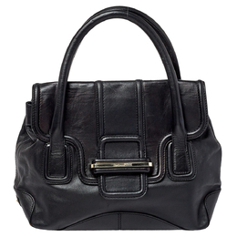 Gianfranco Ferre Black Leather Flap Satchel 405795
