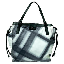 Burberry Black Smoked Check Nylon and Leather Buckleigh Tote 407141