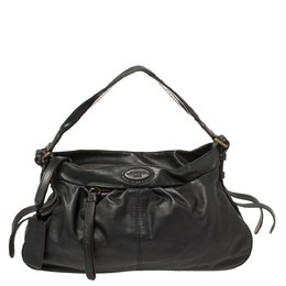 Lancel Black Leather Front Pocket Hobo 407138