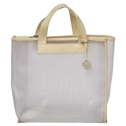 Furla Cream Mesh And Patent Leather Divide It Tote 405637