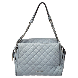 Michael Kors Blue Quilted Leather XL Rachel Satchel 407993