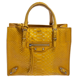 Balenciaga Yellow Python Mini Papier A4 Tote 403250