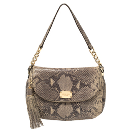 Michael Kors Grey Python Embossed Leather Crossbody Bag 397223