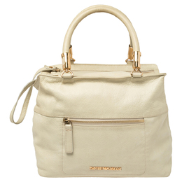 Emporio Armani Pale Green Leather Double Zip Tote 396289