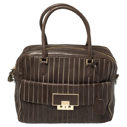 Anya Hindmarch Brown/Grey Leather And Suede Bowling Bag 388107