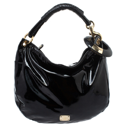Jimmy Choo Black Patent Leather and Python Large Sky Hobo 338789