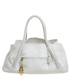 Salvatore Ferragamo White Leather Front Pocket Satchel 339050