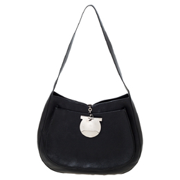 Salvatore Ferragamo Black Leather Hobo 325818