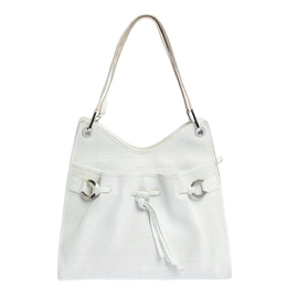 Lancel White Leather Shoulder Bag 321258