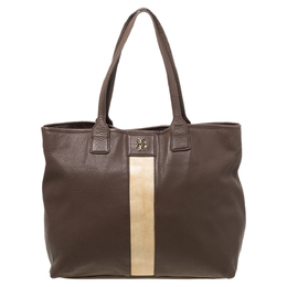 Tory Burch Brown/Beige Leather Shopper Tote 325812